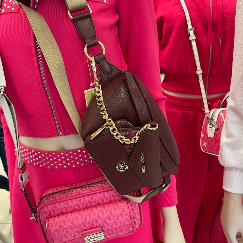 Michael Kors Maisie 2 In 1 Small Leather Waist pack Fanny pack Bag (Oxblood) MK - Picture 8 of 16